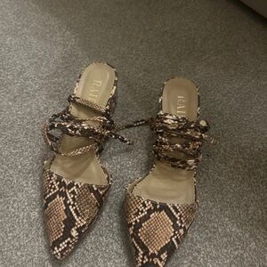 RAILS Brown Snake Print Lace-Up Mules